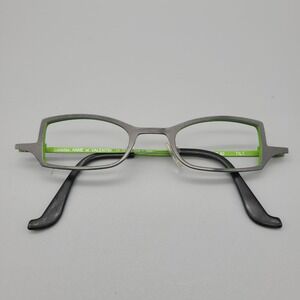 Anne et Valentin Tilt Titanium Eyeglass Frames Gunmetal Lime Green Made in Japan